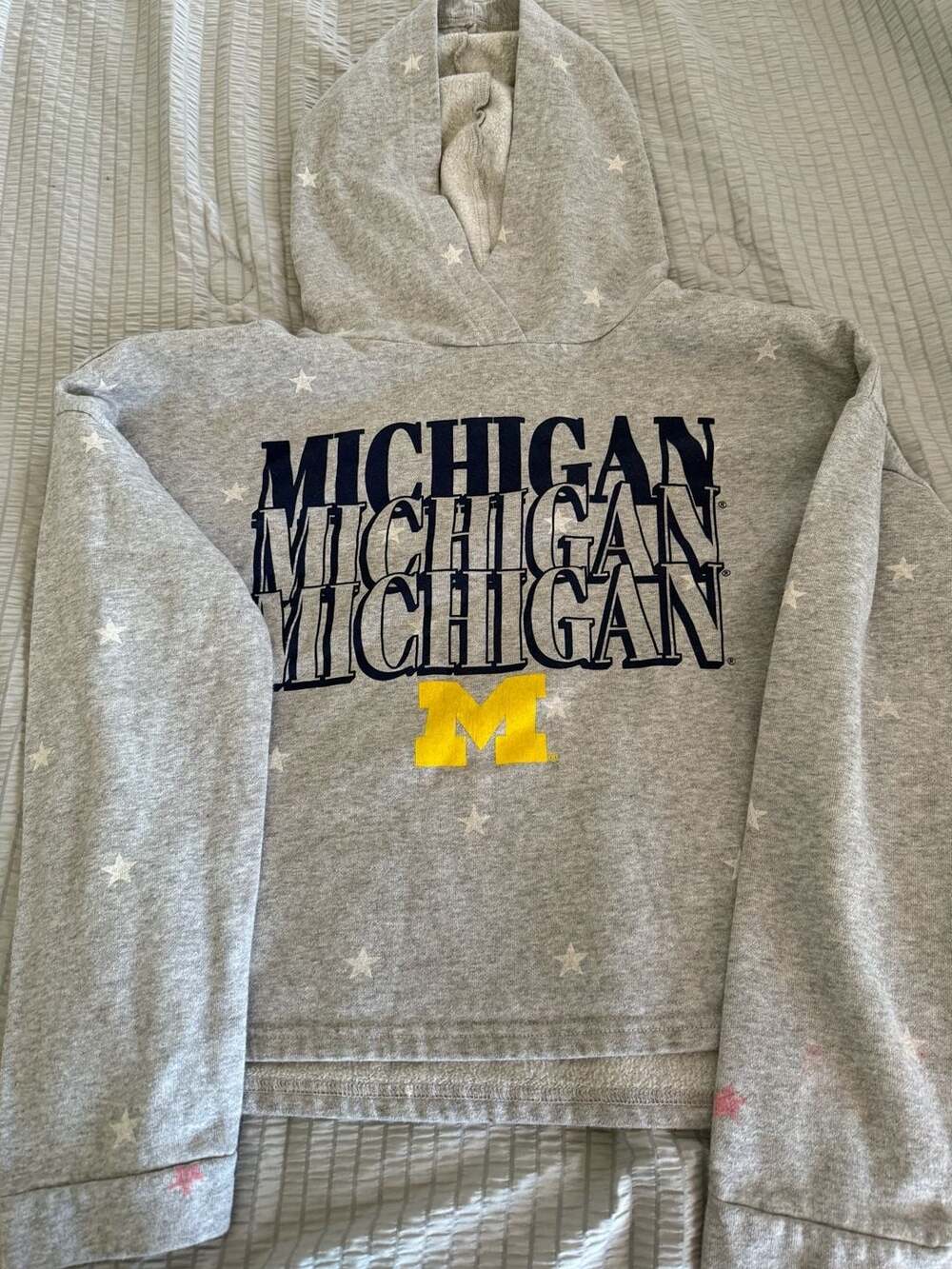 Sideline Apparel Inc. Michigan Wolverines Star Print Cropped Hoodie